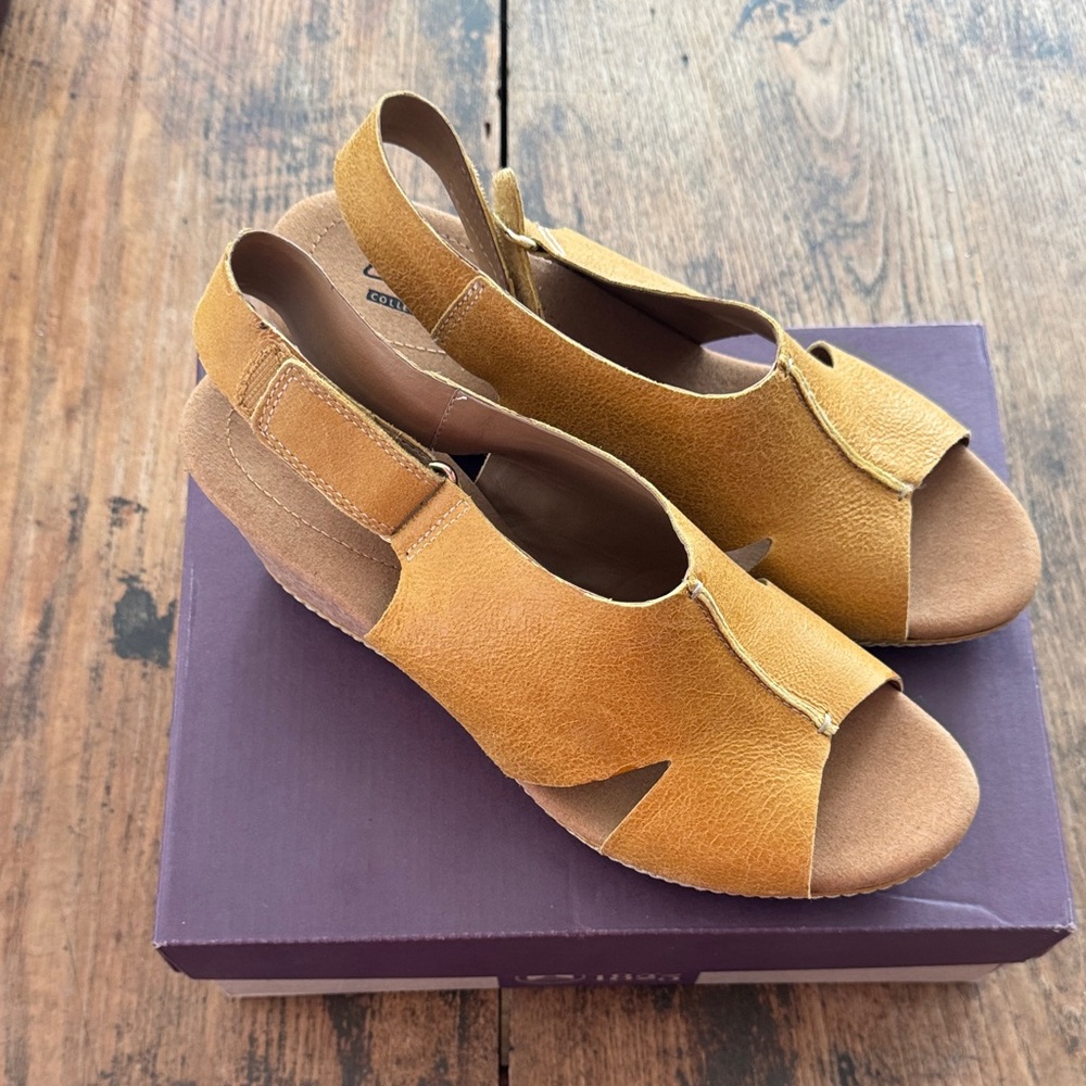 Clarks Mustard Open-Toe Sandals